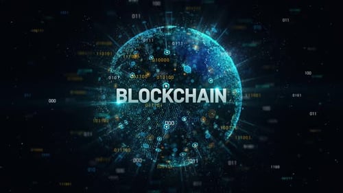 Futuristic Blockchain Technology Digital Globe Network Animation