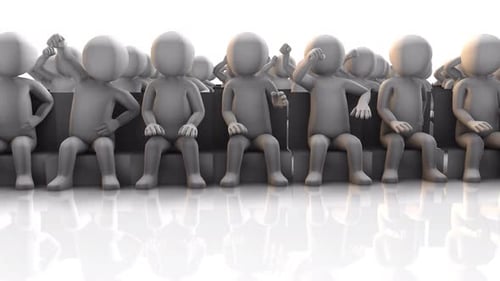 3D Animated Audience Figures Showing Various Reactions and Gestures