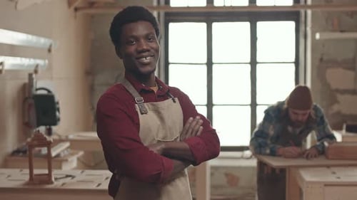 Portrait of African-American Craftsman in Workshop