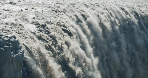 Close Up of Powerful Dettifoss Waterfall Iceland Europe
