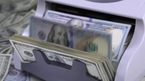 Money Counter Counting One Hundred Dollar Bills