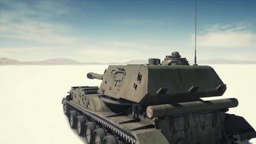 Military Tank in the White Desert