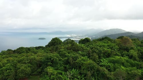 4K Aerial view of tropical island with seascape at Phuket, Thailand