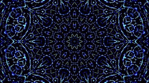Bright abstract light flickering streaks set blue color, kaleidoscope