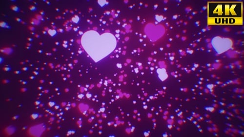 Romantic Glowing Heart Particle Background Loop