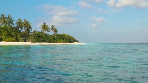 Aerial View on Maldives Islands Ocean Tropical Beach