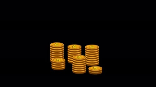 Animated Gold Coin Stacks with Dollar Sign for Financial Content