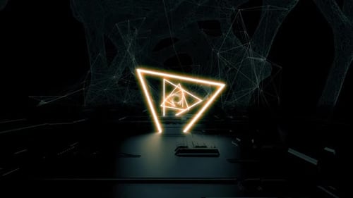 Futuristic Neon Triangle Tunnel Animation Loop