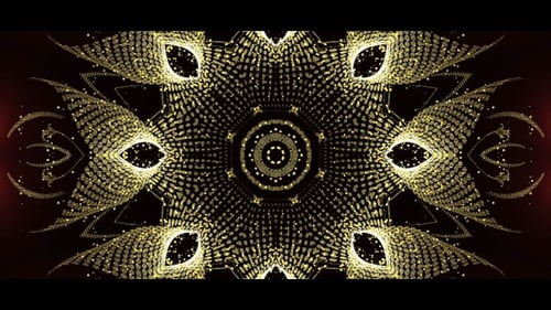 Elegant Golden Particle Mandala Kaleidoscope Background Animation