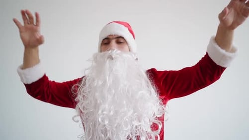 Santa Claus Dancing Celebration in White Background