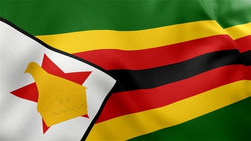 Zimbabwe National Flag Waving in the Wind Seamlessly