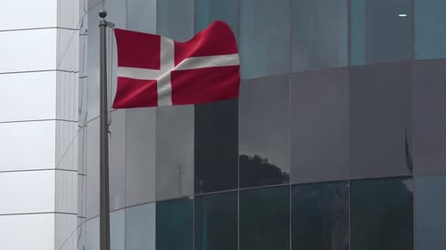 Danish National Flag Waving Realistic Animation
