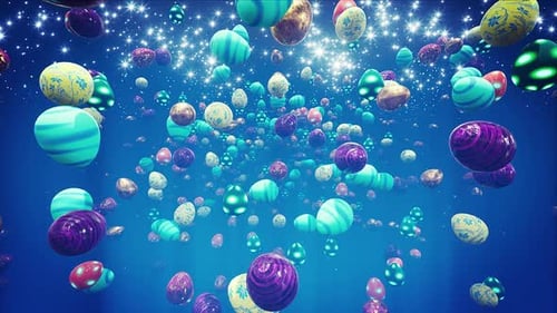 Colorful Decorative Easter Eggs Floating Background Loop