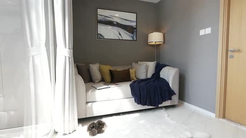 Cosy Sofa at the corner, full with Pillows