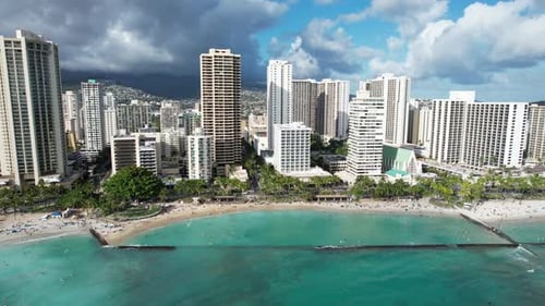 Waikiki Beach Aerial Parallax 4 K