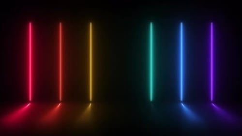 Colorful Vertical Neon Light Bars Glowing Loop