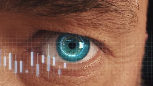 Eye Scan with Futuristic Technology and Digital HUD