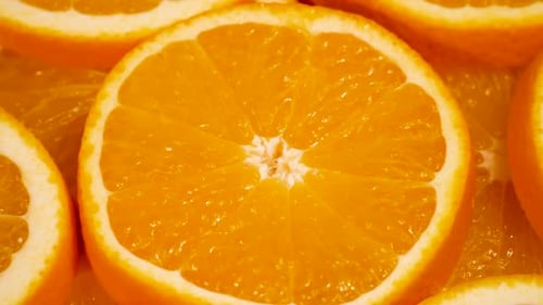 Macro Shot of Fresh, Sliced Oranges