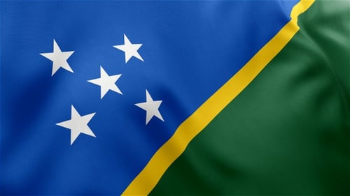Animated Solomon Islands Flag Waving in Realistic Fabric Style