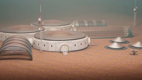 Planetarischer Rover geht zur kosmischen Basis. Das Testfahrzeug kehrt zur Weltraumbasis zurück.