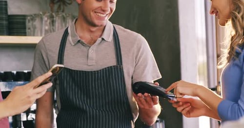 Making a Payment at a Counter Inside a Shop