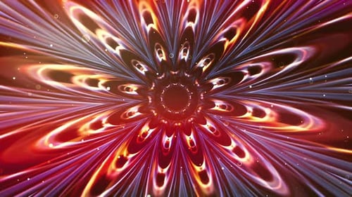 Vibrant Abstract Glowing Flower Pattern Expanding Loop Background