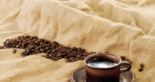 Coffee Cup Still Life with Coffee Beans