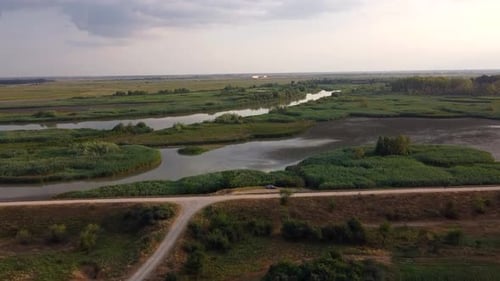 Arges River Aerial View In Romania