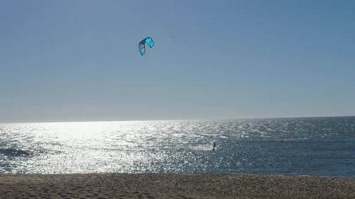 Kitesurfing Kiteboarding Action Man Among Waves Quickly Goes