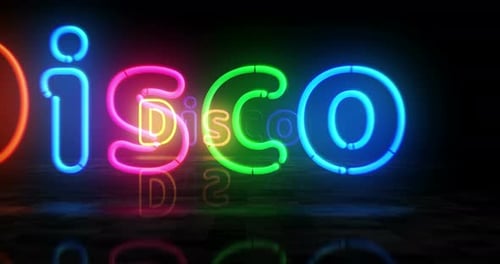 Neon Disco Sign Title Reveal Animation