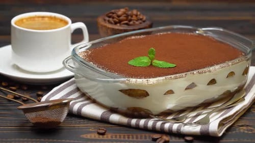Delicious Tiramisu Dessert with Coffee in Home Setting
