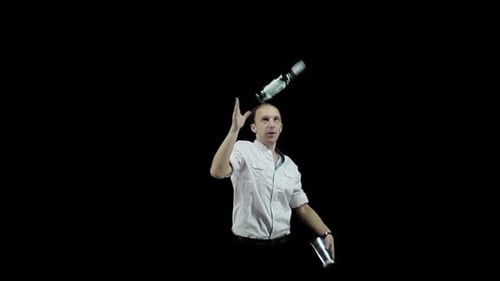 Man Juggling Bottle and Shaker Performance on Black