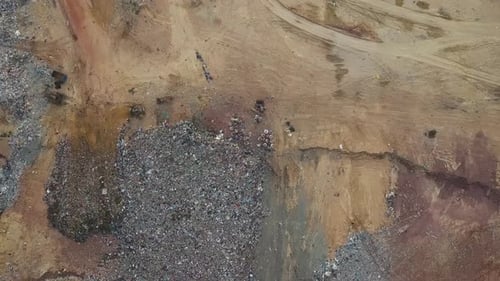 Aerial view activity disposal of waste material