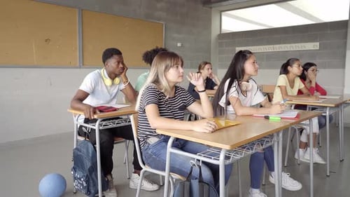 Students Studying in Classroom Setting