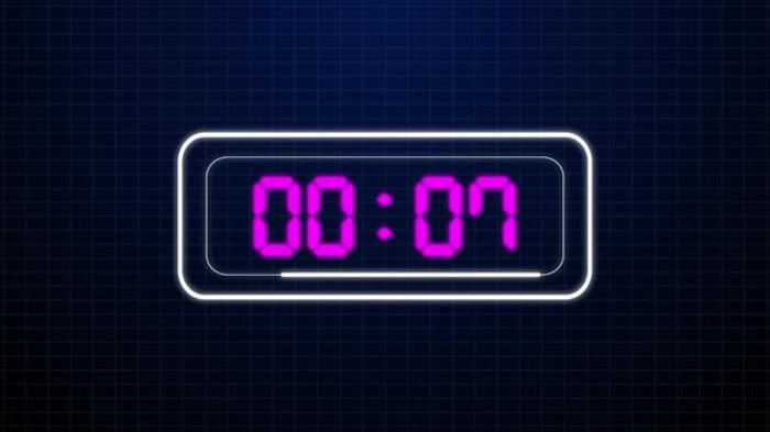 Futuristic Digital Countdown Timer with Neon Glow, Infographics Motion ...