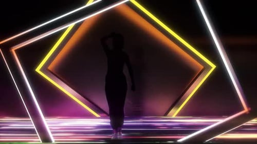 VJ Ein tanzender Hip Hop im leuchtenden Neonboden