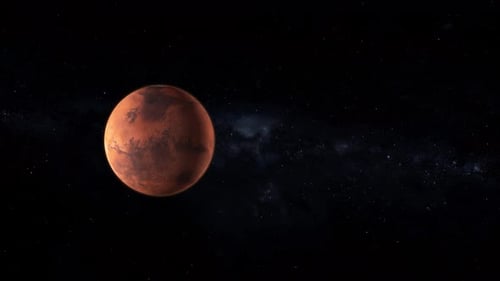 Realistic 3D Mars Planet Rotation in Deep Space