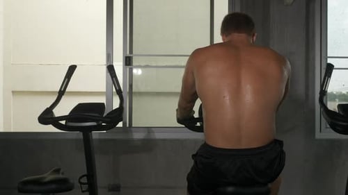 Strong man training workout exercise in fitness gym, sport body muscular bodybuilding lifestyle