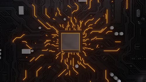Black Chip on a Circuit Board