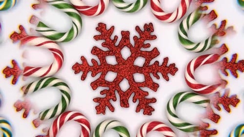 Holiday Candy Canes with Snowflake Background