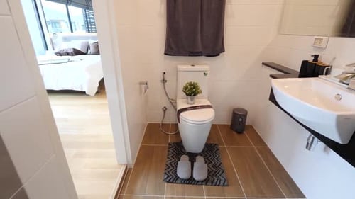 Modern Bathroom with White Tile Interior Design