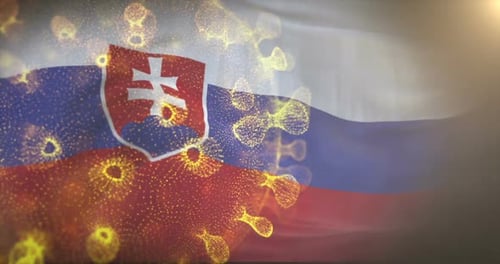 Slovakia Flag With Corona Virus Bacteria