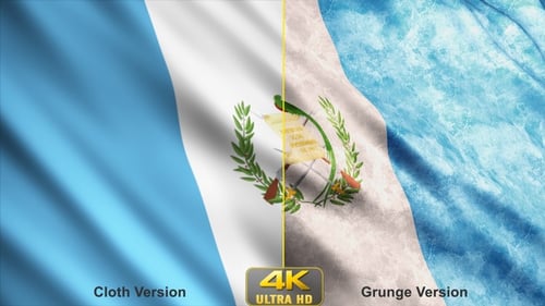 Guatemala Flag Waving with Grunge Texture Loop