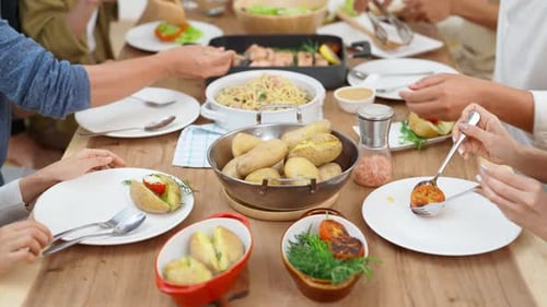 Friends and Family Enjoying Meal Together