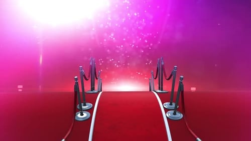 Elegant Red Carpet Walk with Spotlights and Glitter