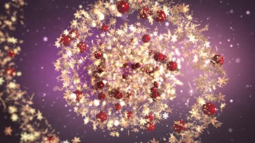 Festive Christmas Ornaments and Snowflakes Spiral Animation
