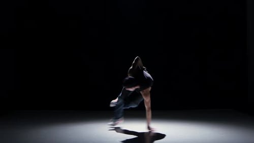 Male Breakdancer Performing in Spotlight