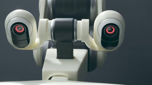 Futuristic Robot Hand Playing Music on Digital Piano Keys