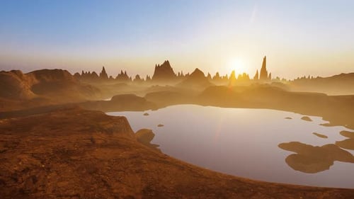 Canyons And Reservoirs Of The Futuristic Planet