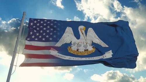 Louisiana State Flag Blending to United States Flag
